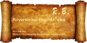 Rovenszky Boglárka névjegykártya